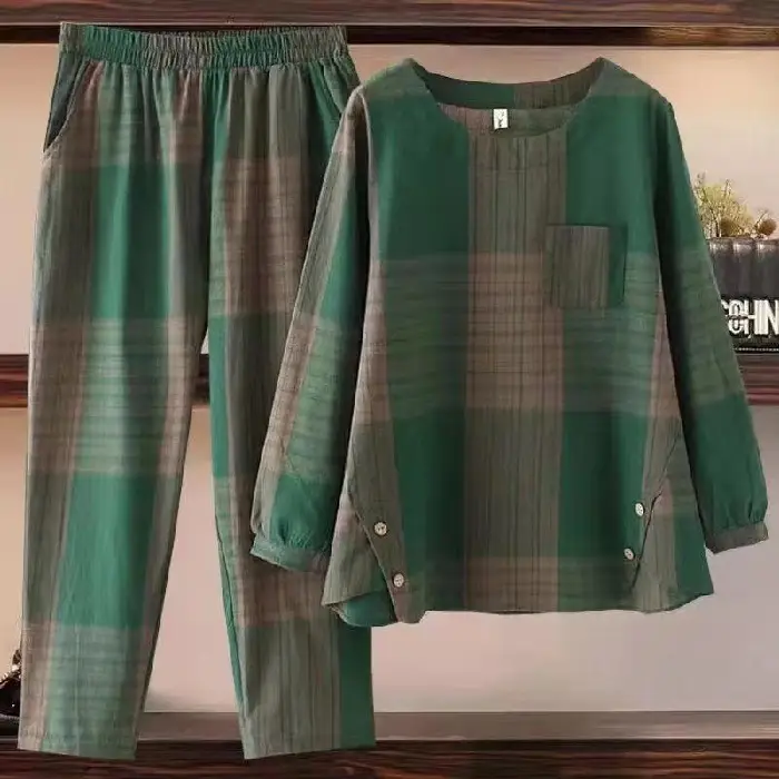 Plus Size Plaid Fat Mother Suit 100kg - Image 3