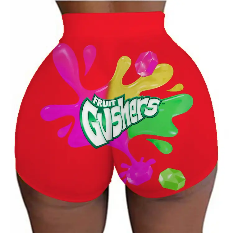 2022 Women's 3D Printed Super Shorts Red Hip Covering
