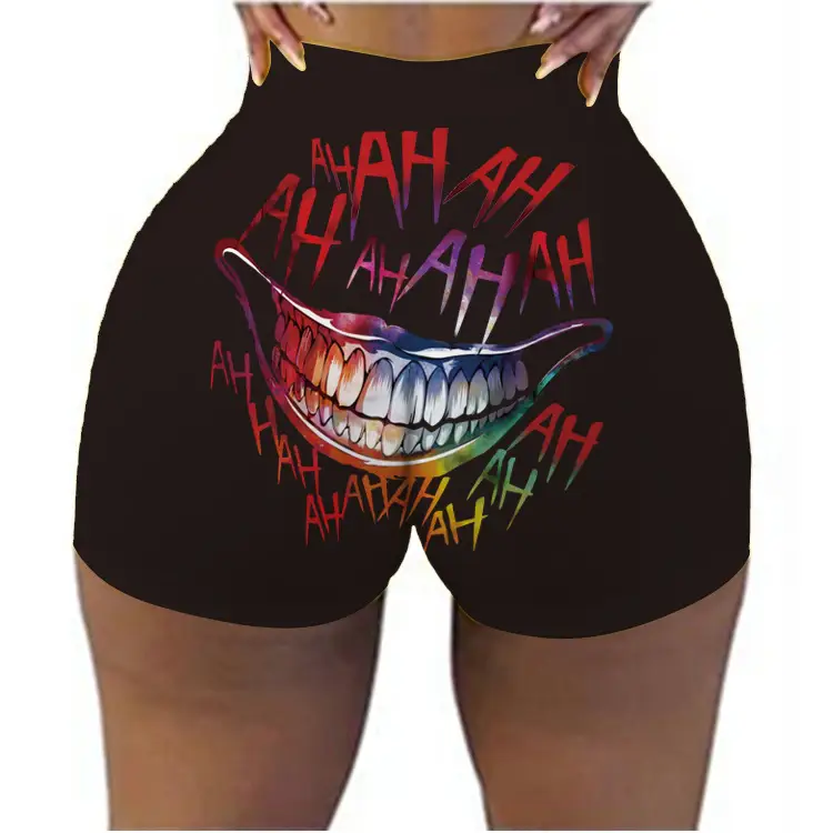 2022 Women's 3D Printed Super Shorts Red Hip Covering