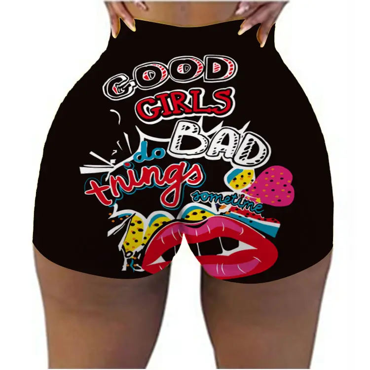 2022 Women's 3D Printed Super Shorts Red Hip Covering