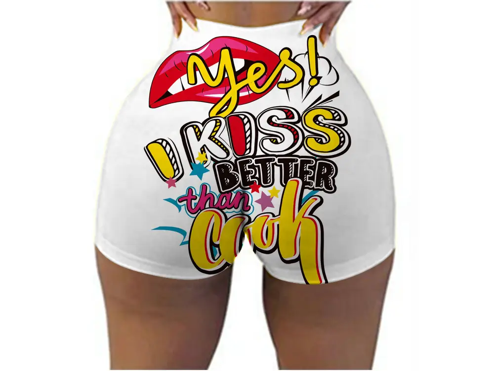 2022 Women's 3D Printed Super Shorts Red Hip Covering