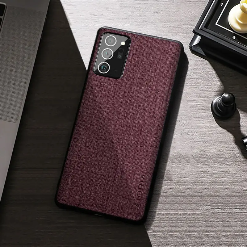 Samsung Note 20 Ultra Mobile Phone Case Non-Slip Canvas Maroon