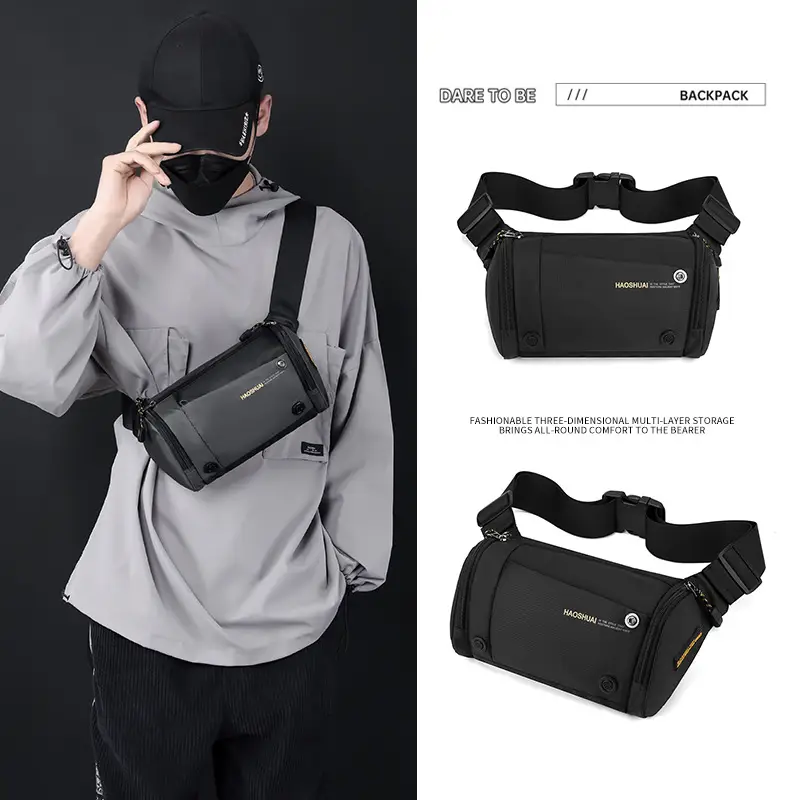 Men's Navy Blue Crossbody Chest Bag Large Capacity - Image 6