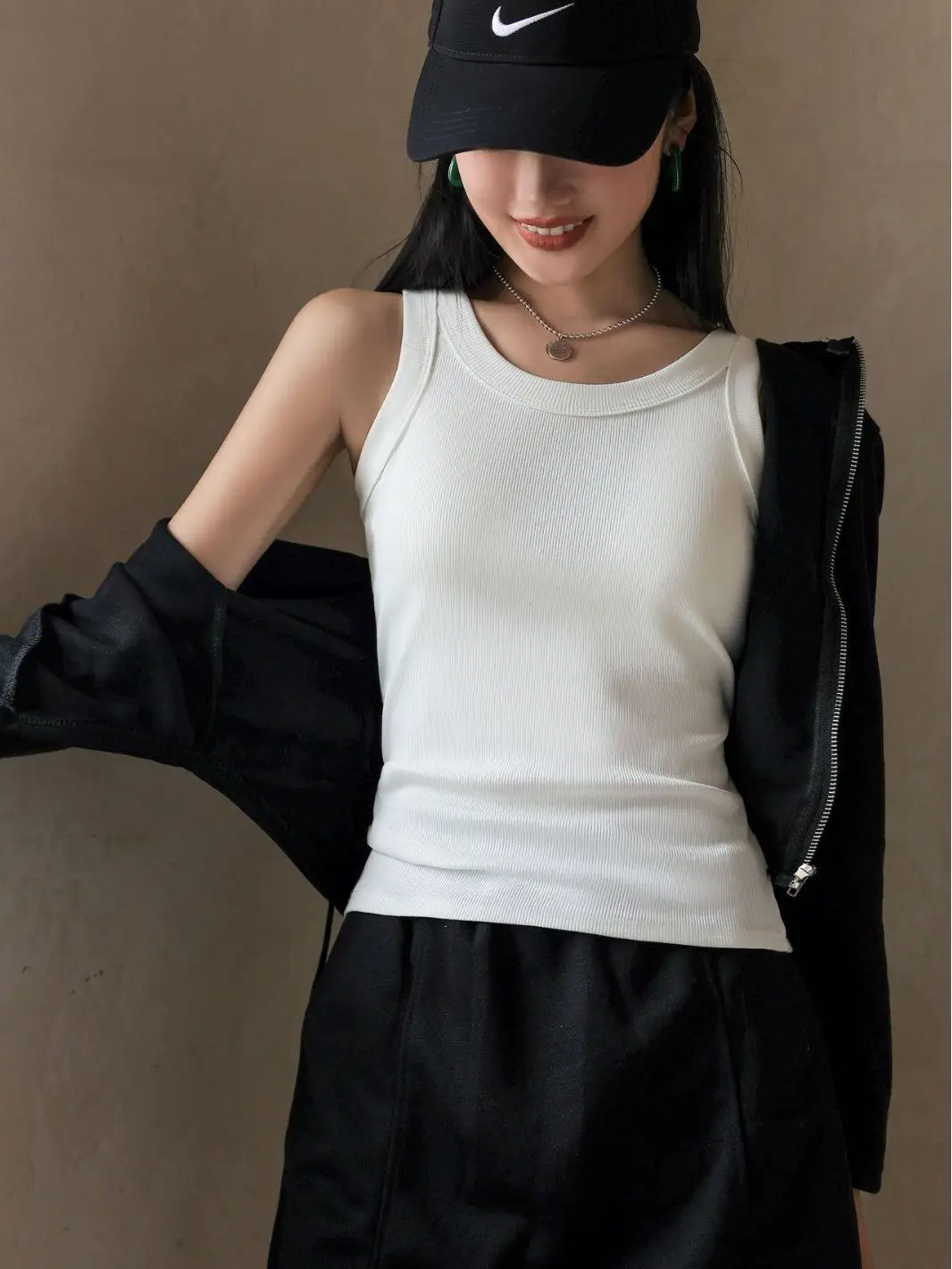 Black Slim Fitting Sports Vest for Women - Image 11
