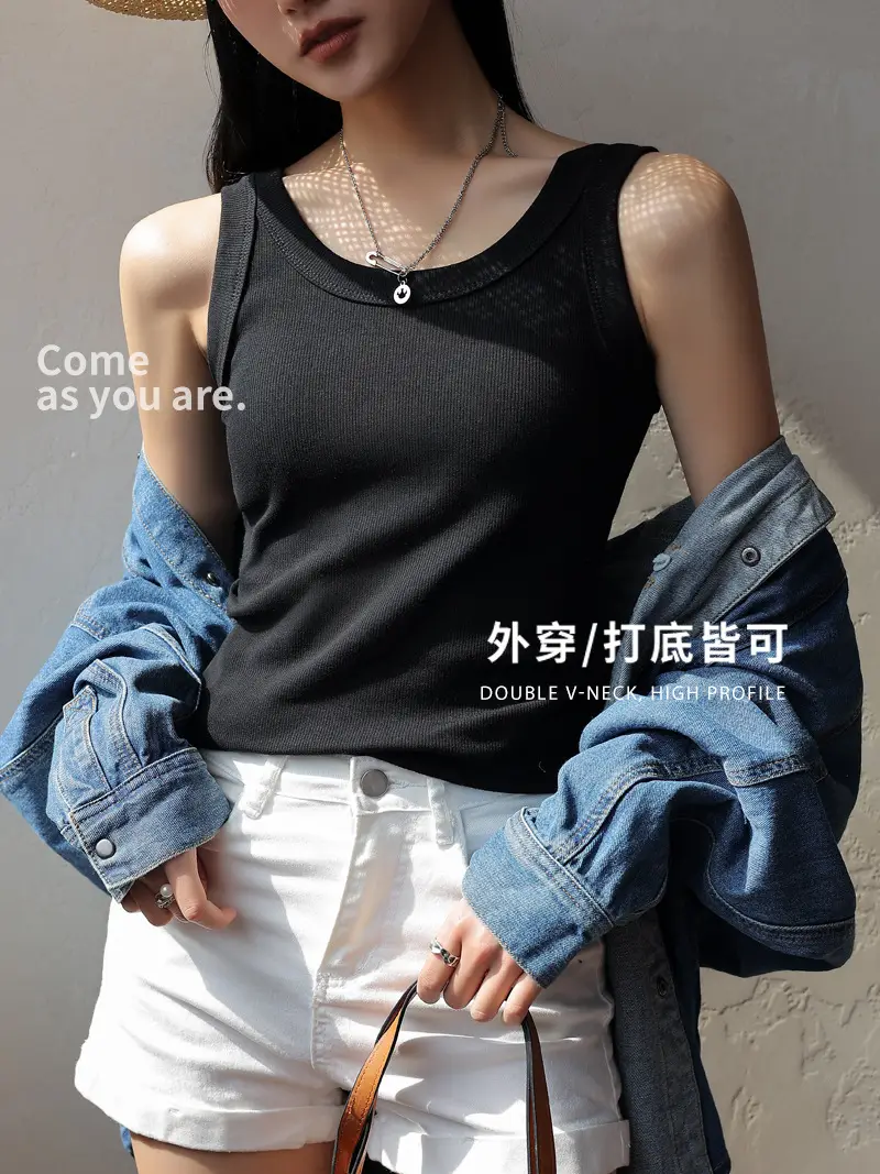 Black Slim Fitting Sports Vest for Women - Image 12