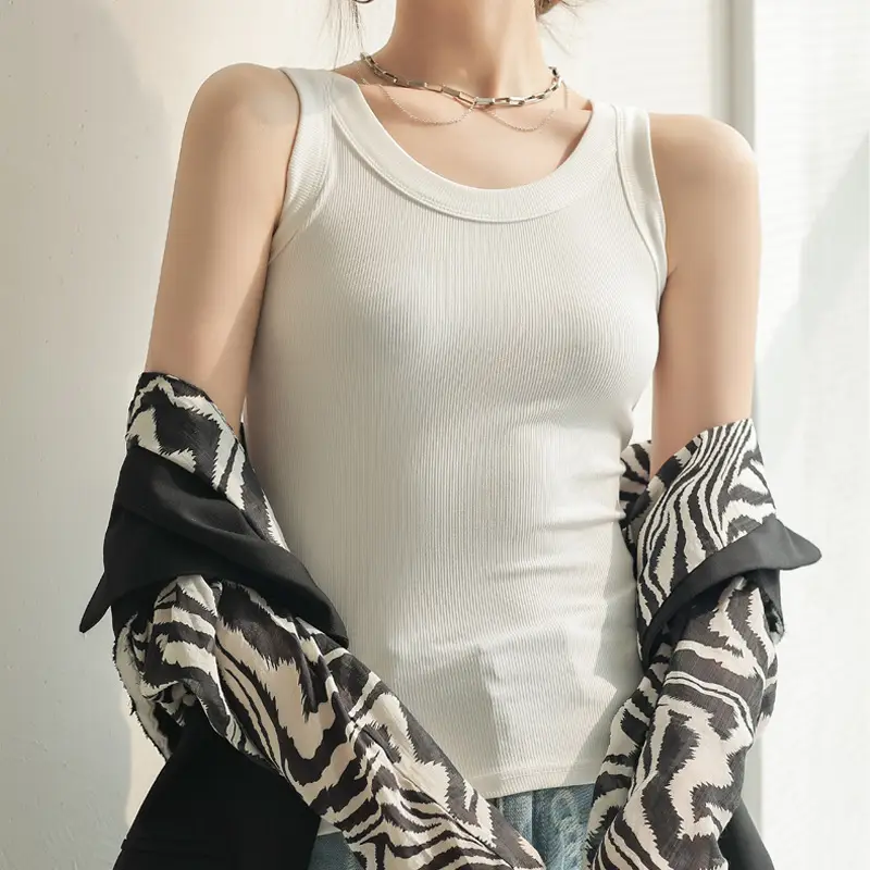 Black Slim Fitting Sports Vest for Women - Image 2