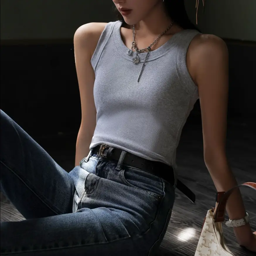 Black Slim Fitting Sports Vest for Women - Image 5