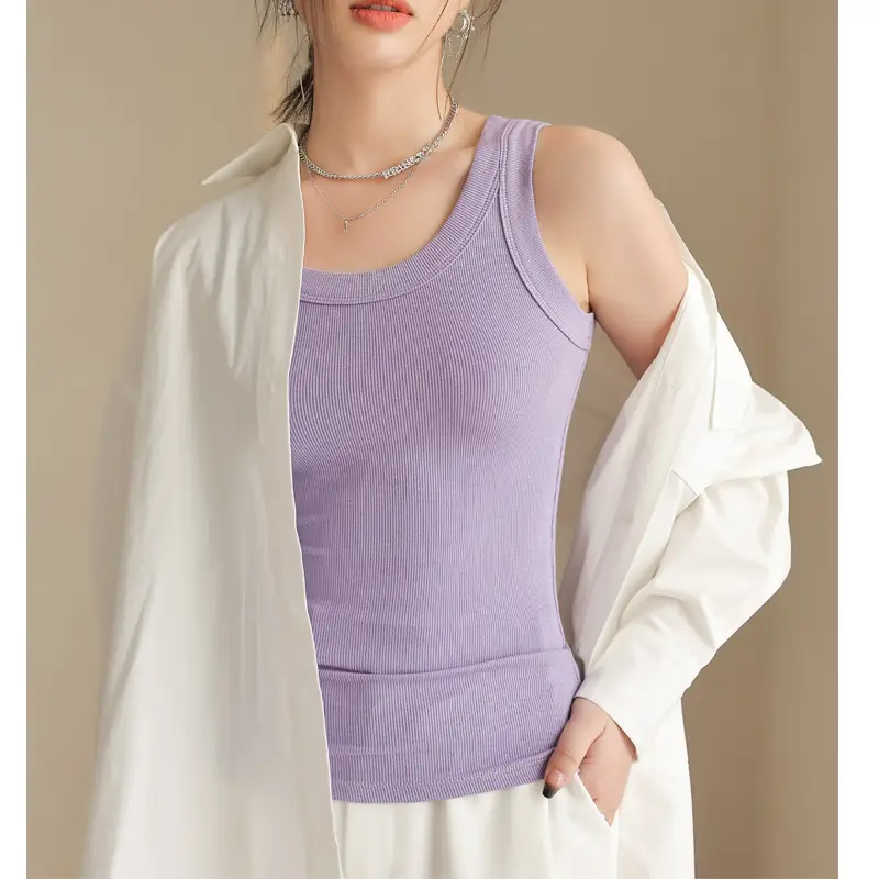 Black Slim Fitting Sports Vest for Women - Image 6
