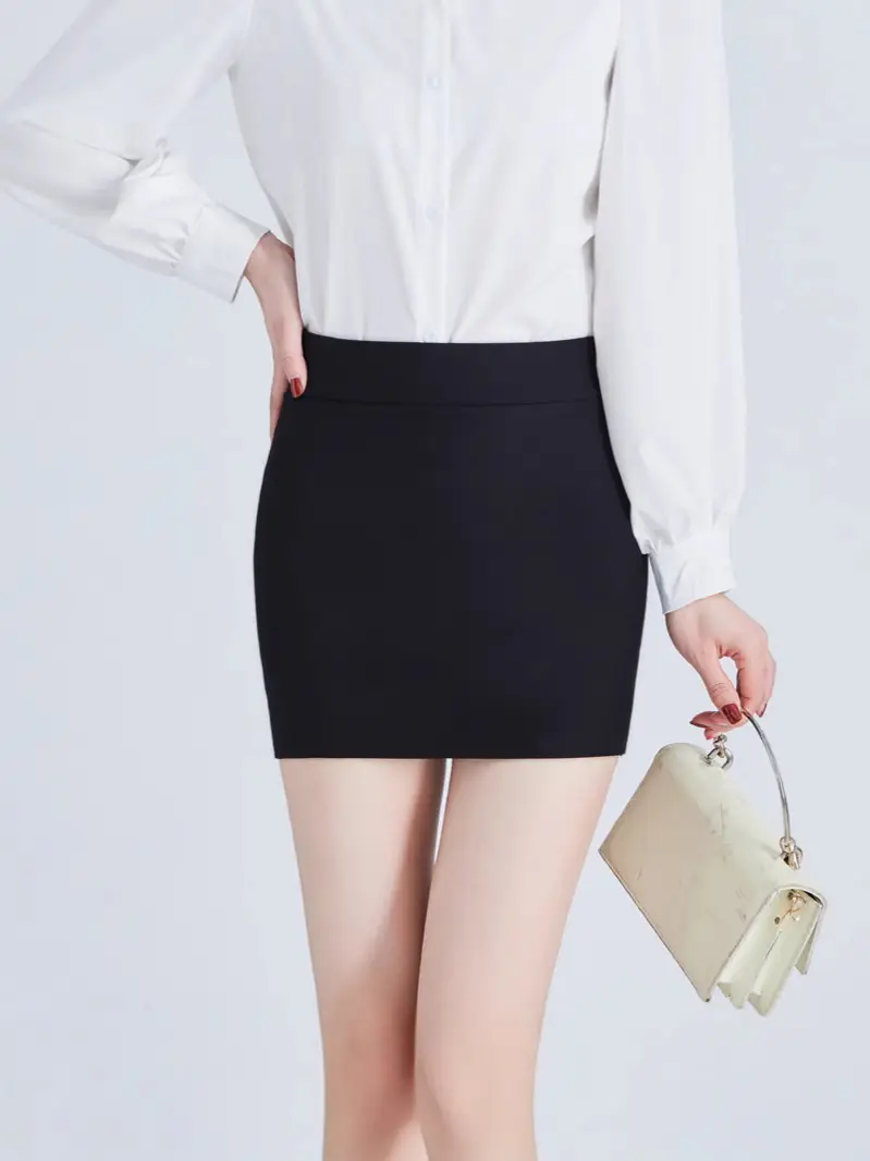 Spring Hip-Hugging Black Skirt with Elastic Waist - Image 2