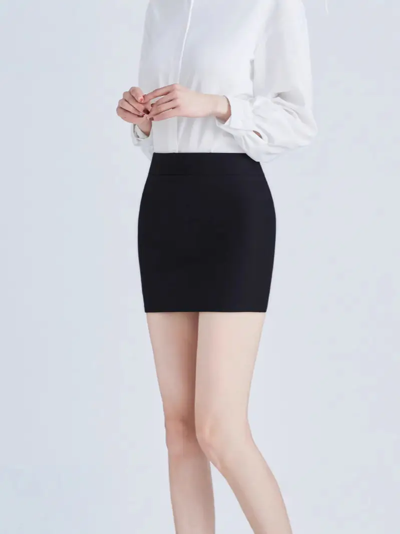 Spring Hip-Hugging Black Skirt with Elastic Waist - Image 3