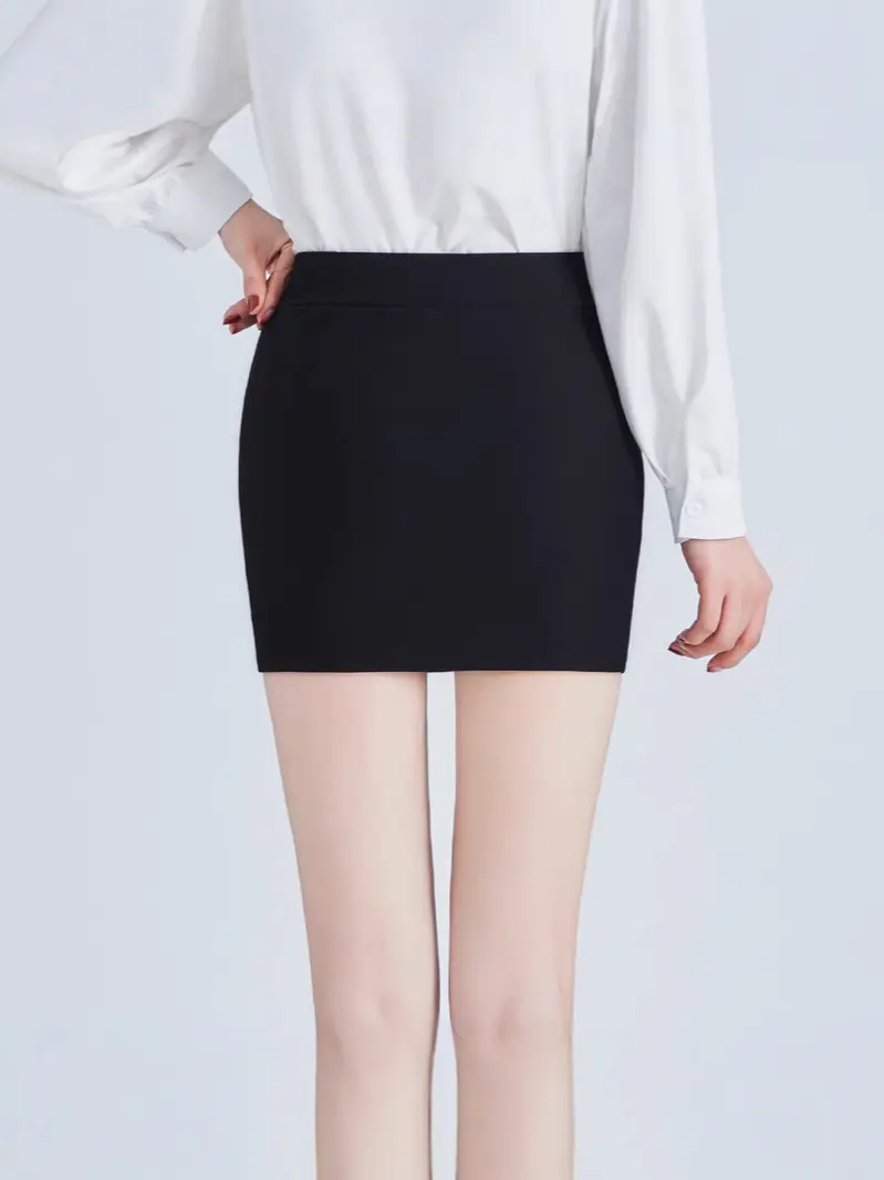 Spring Hip-Hugging Black Skirt with Elastic Waist - Image 4