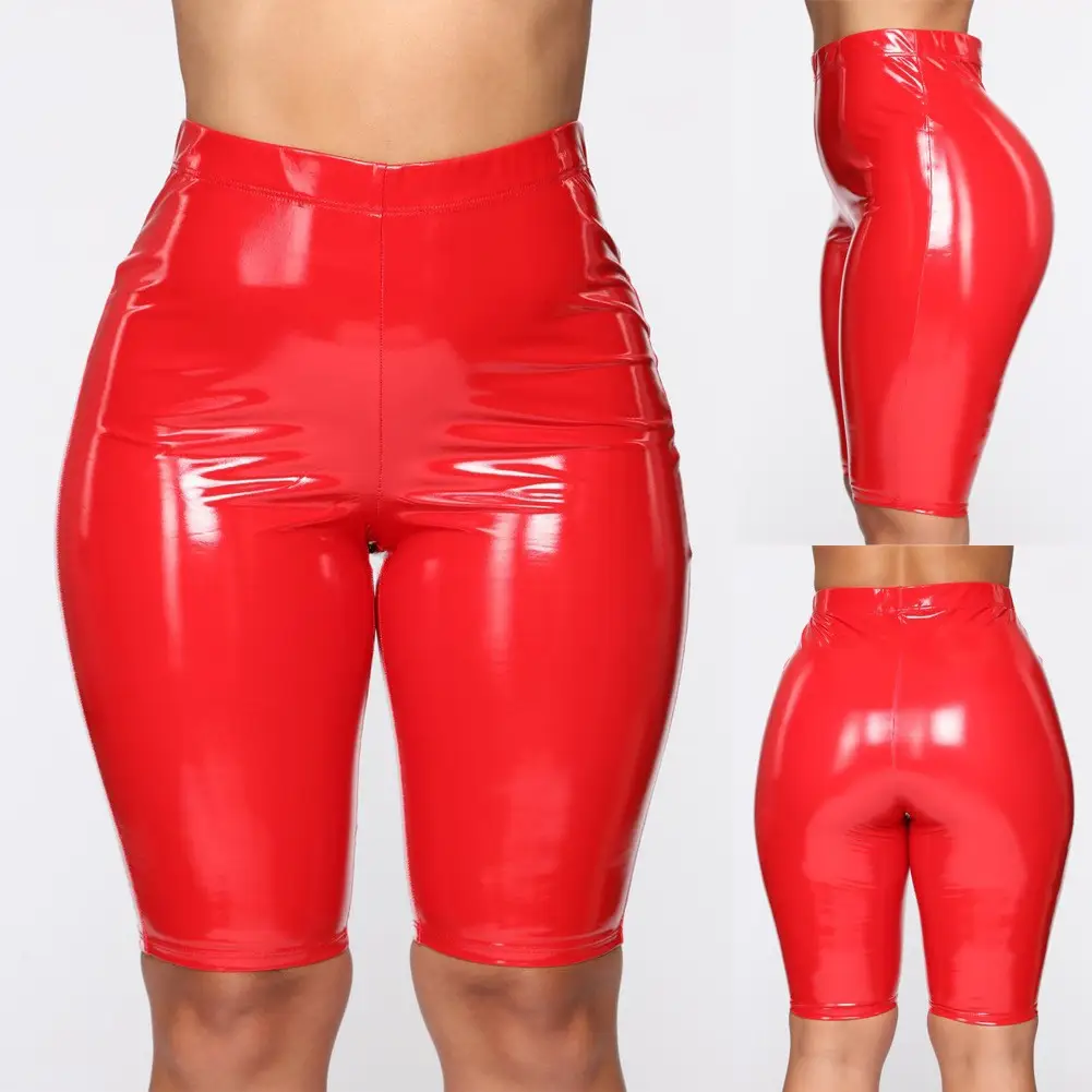 Black Mirror PU Leather Shorts for Women - Image 2