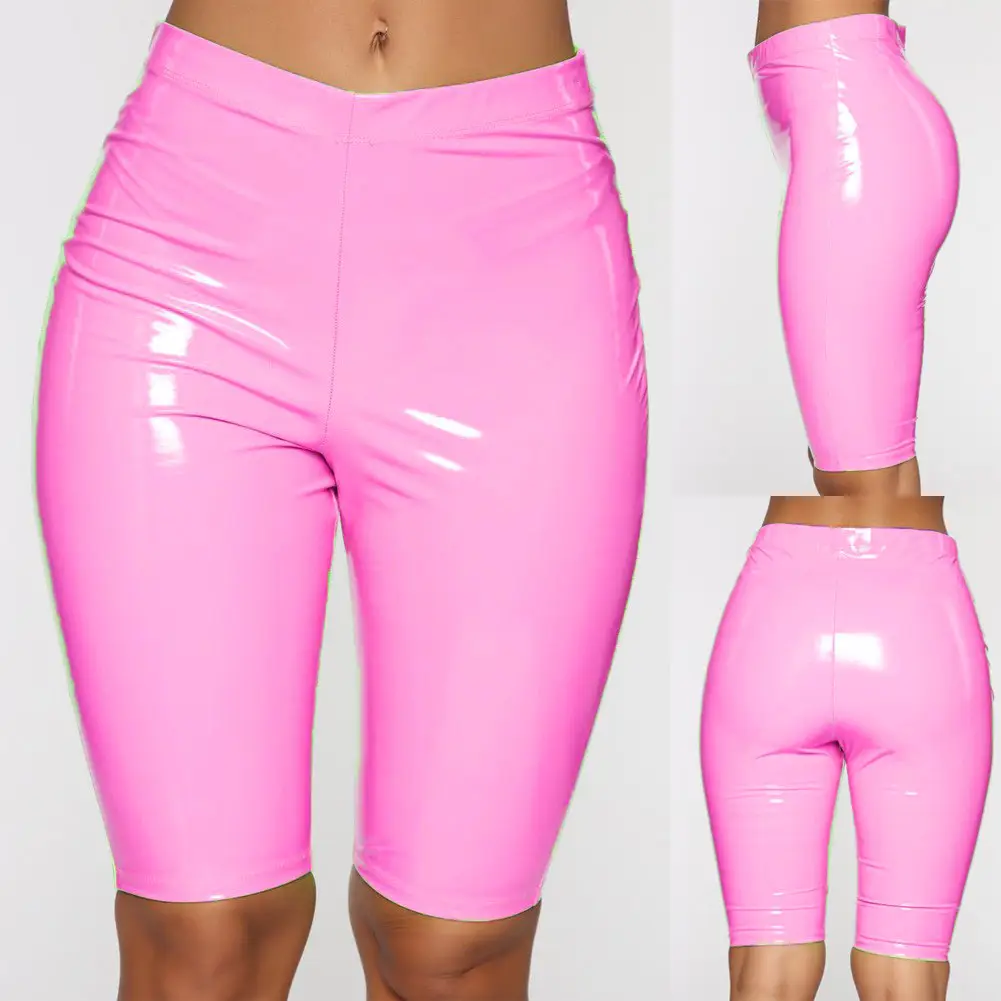 Black Mirror PU Leather Shorts for Women - Image 6