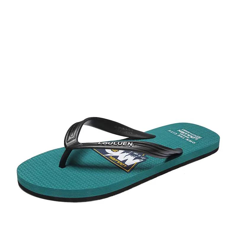 Men's Green Logo Flip Flops Summer Sandals