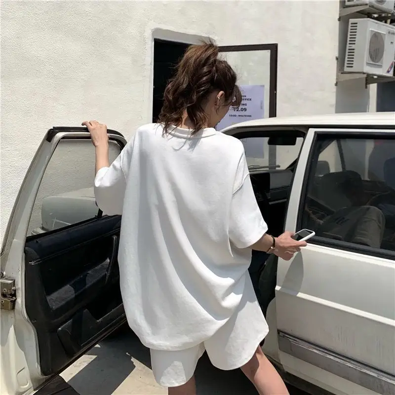 Women Letter Ins Shorts Set Light Blue 2025 Summer — feature 18