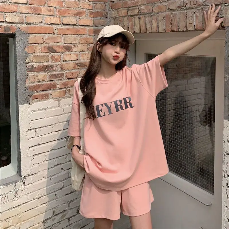 Women Letter Ins Shorts Set Light Blue 2025 Summer — feature 6