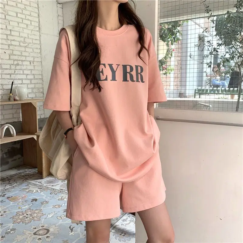 Women Letter Ins Shorts Set Light Blue 2025 Summer — feature 7