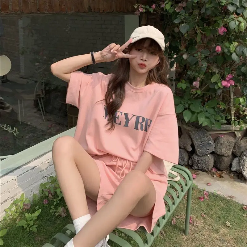 Women Letter Ins Shorts Set Light Blue 2025 Summer — feature 9