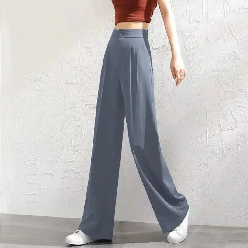 Women Black Slimming Wide Leg Pants with Handbag - Image 11