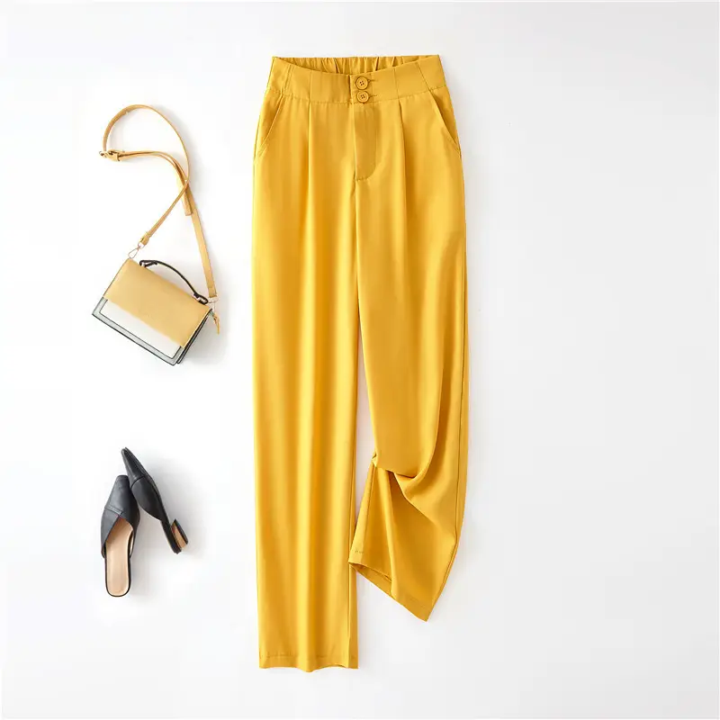 Women Black Slimming Wide Leg Pants with Handbag — feature 4