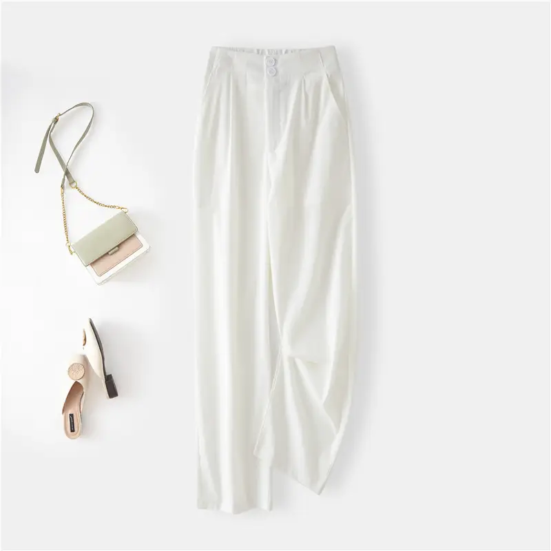 Women Black Slimming Wide Leg Pants with Handbag — feature 5