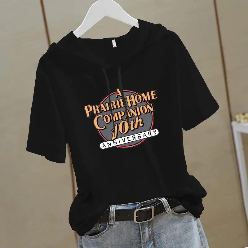 Women Hooded T-Shirt White Heart Design Short Sleeve — feature 8