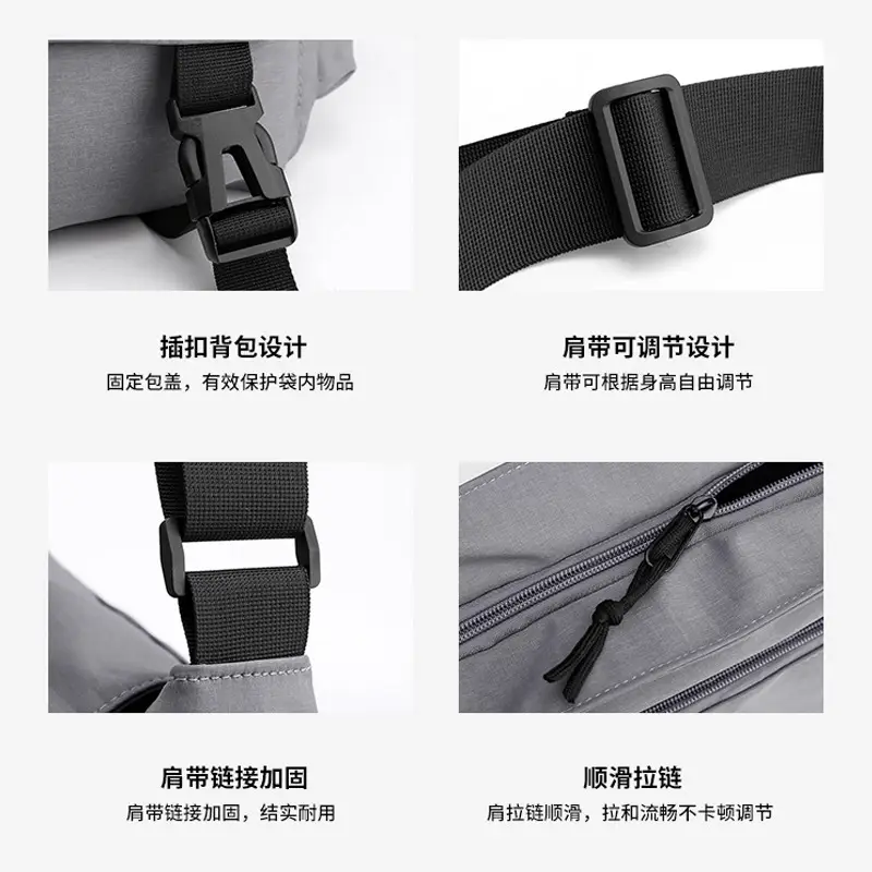 Men's Black Crossbody Bag with Adjustable Strap - Image 5