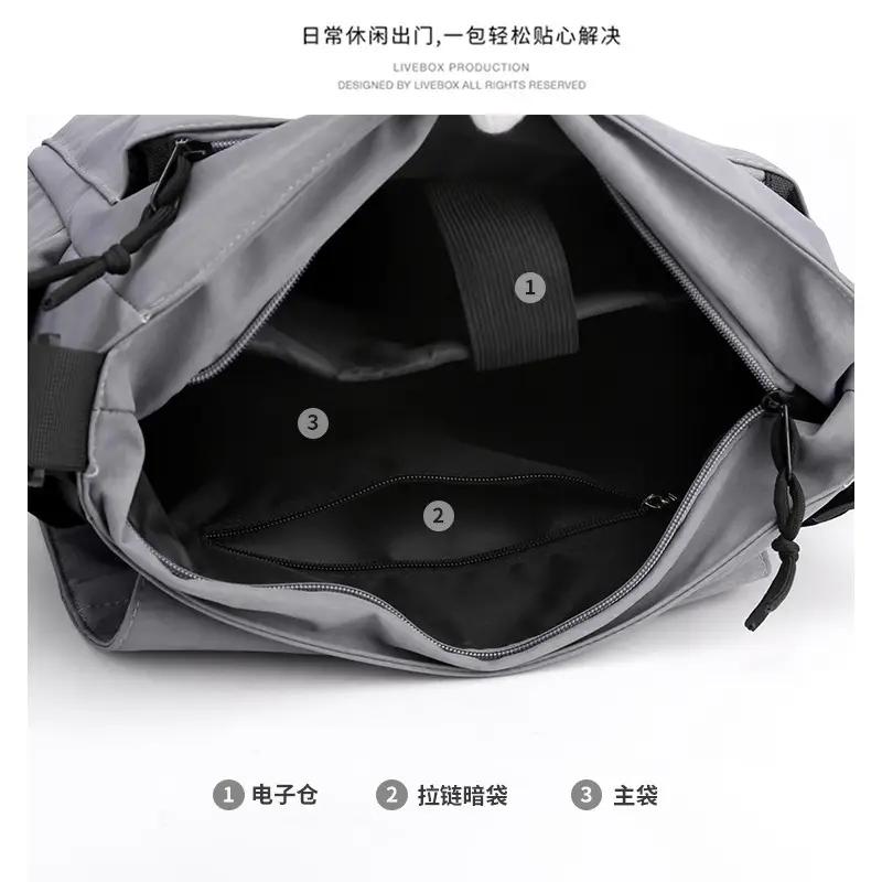Men's Black Crossbody Bag with Adjustable Strap - Image 6