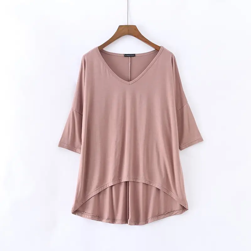 Women's Loose Half Sleeve T-Shirt Large V-Neck - Image 8