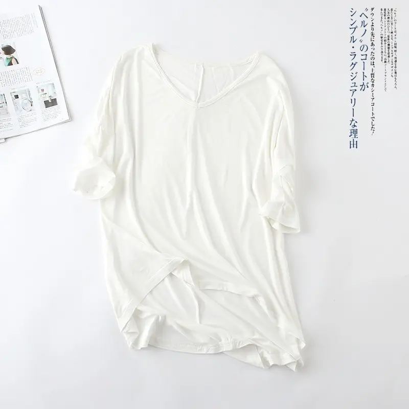 Women's Loose Half Sleeve T-Shirt Large V-Neck - Image 13