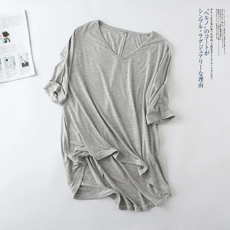 Women's Loose Half Sleeve T-Shirt Large V-Neck - Image 4