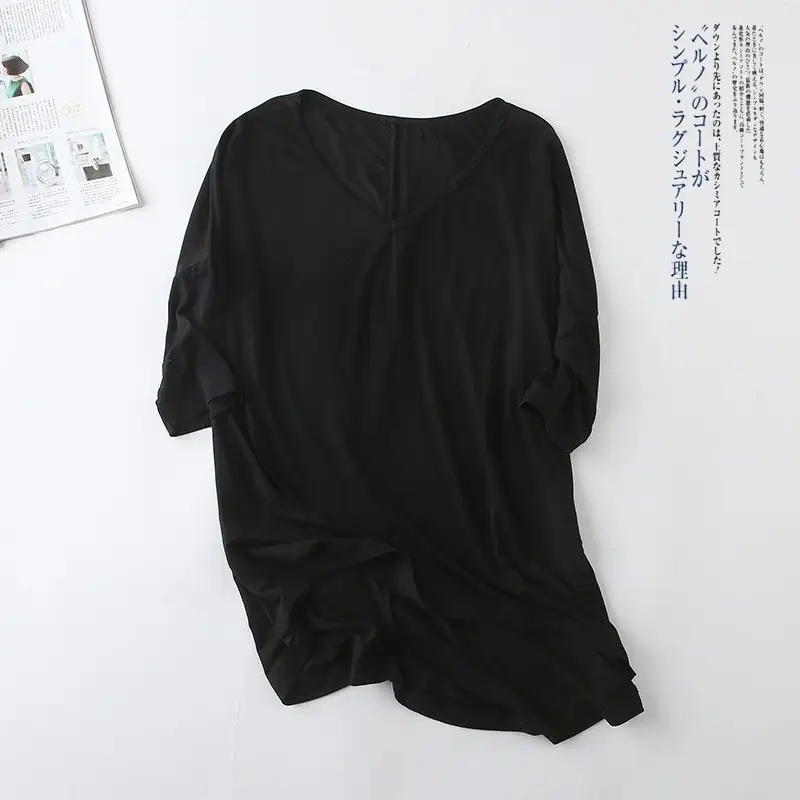 Women's Loose Half Sleeve T-Shirt Large V-Neck - Image 14