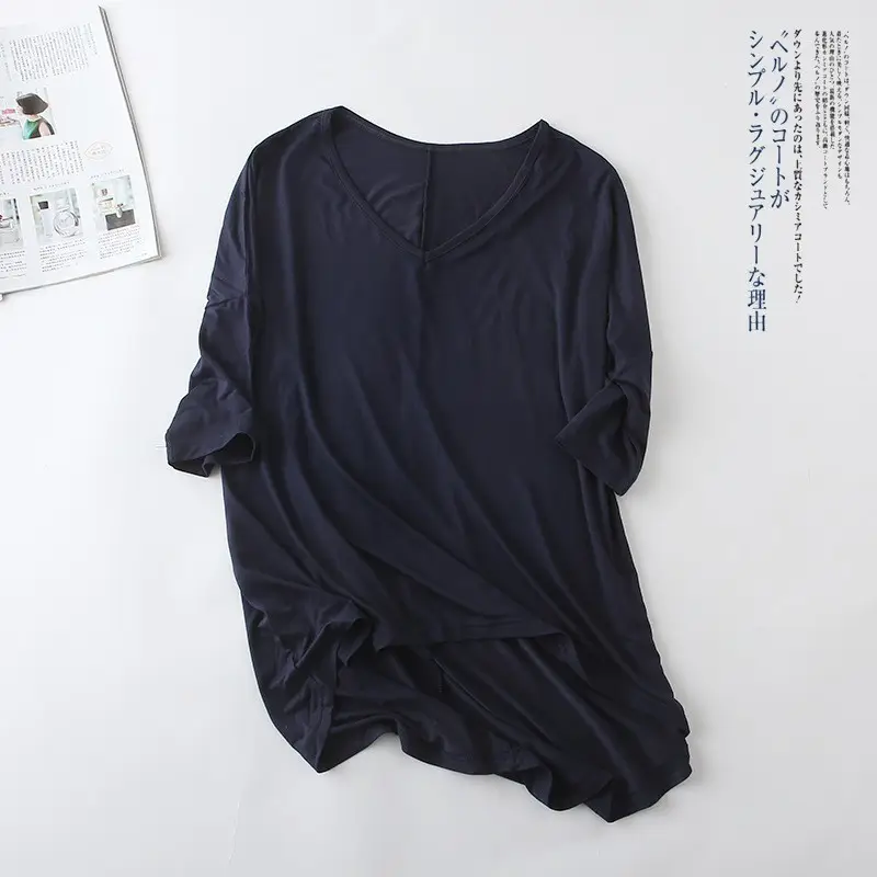 Women's Loose Half Sleeve T-Shirt Large V-Neck - Image 5