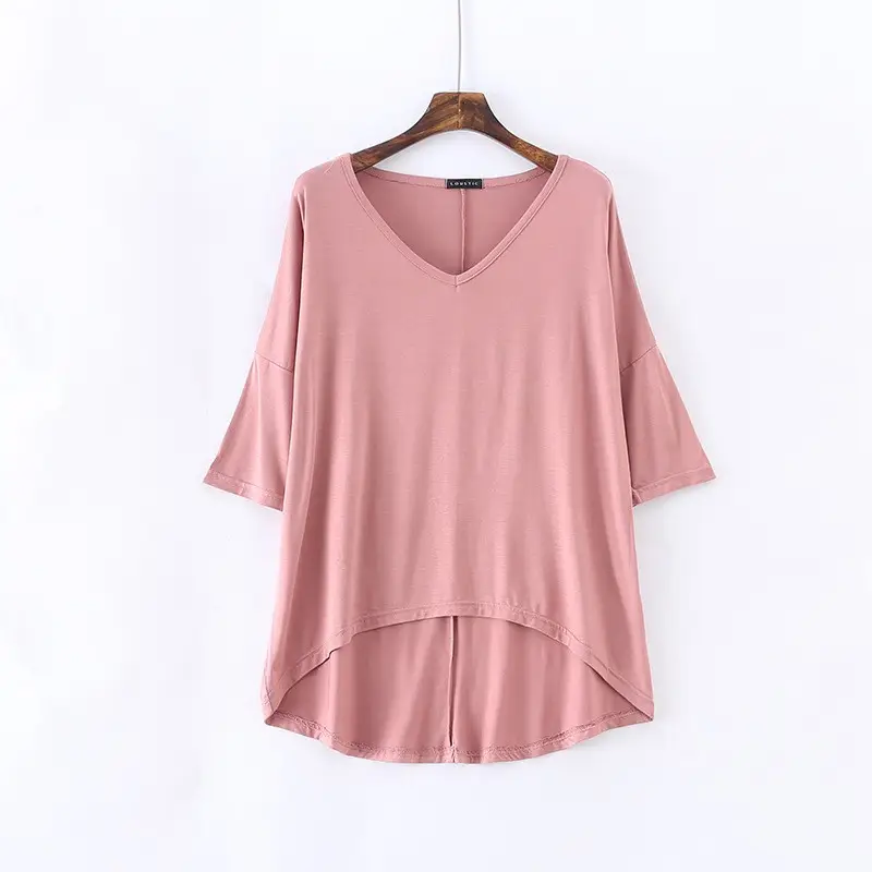 Women's Loose Half Sleeve T-Shirt Large V-Neck - Image 9