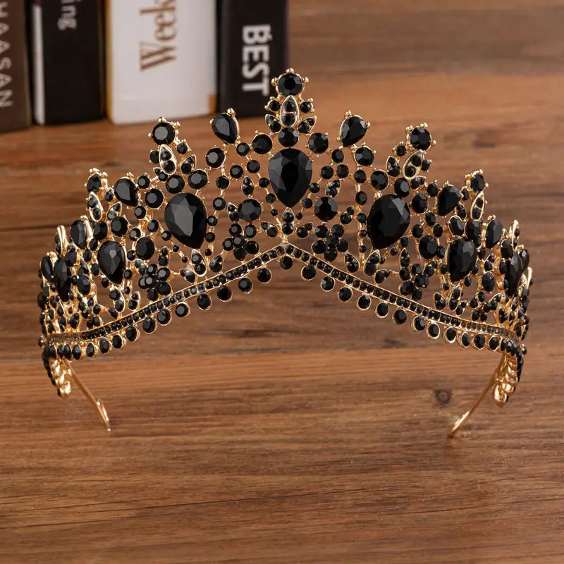 Blue Rhinestone Bridal Crown & Earrings Set