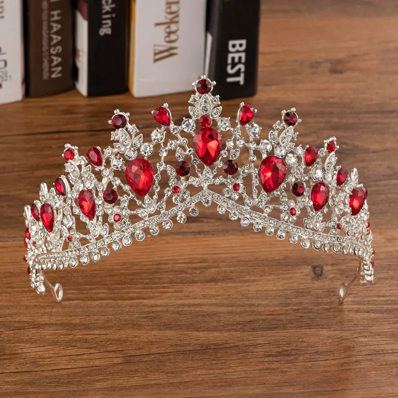 Blue Rhinestone Bridal Crown & Earrings Set