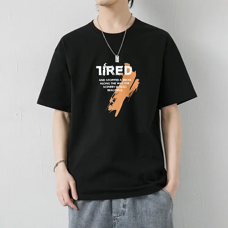 Men Black Graphic Cotton T-Shirt Loose Fit Summer Wear - Image 10