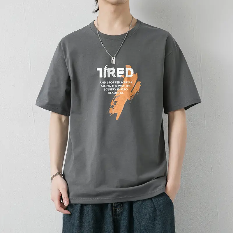 Men Black Graphic Cotton T-Shirt Loose Fit Summer Wear - Image 5