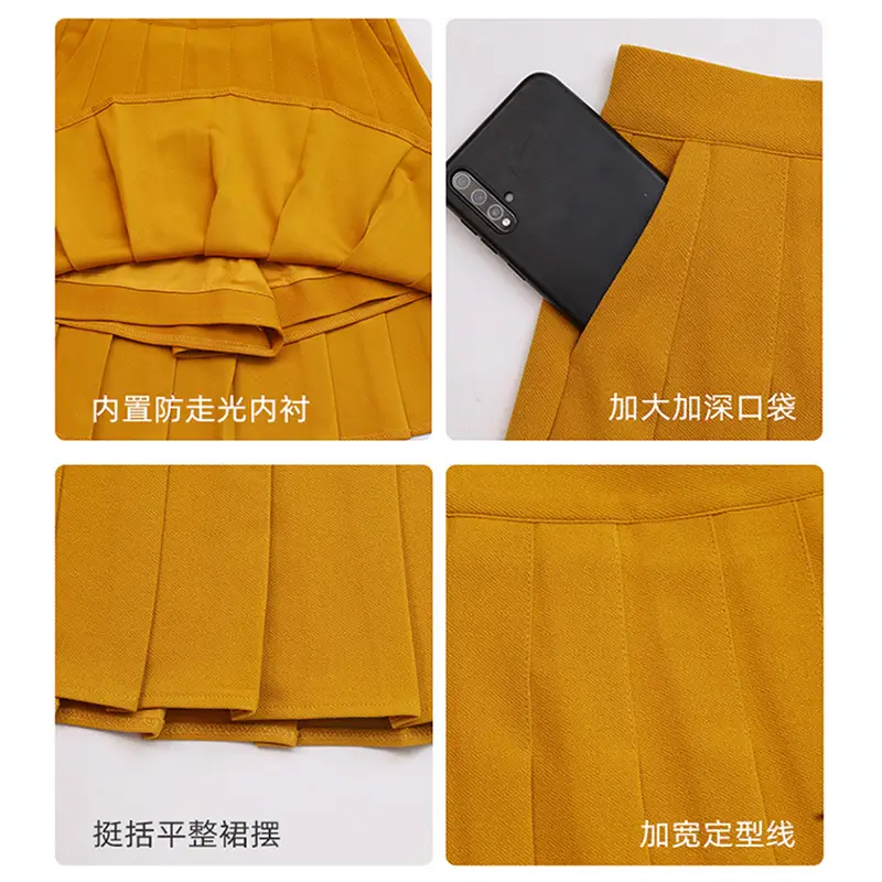 Women's White Pleated Skirt with Pocket Anti-Running - Image 18