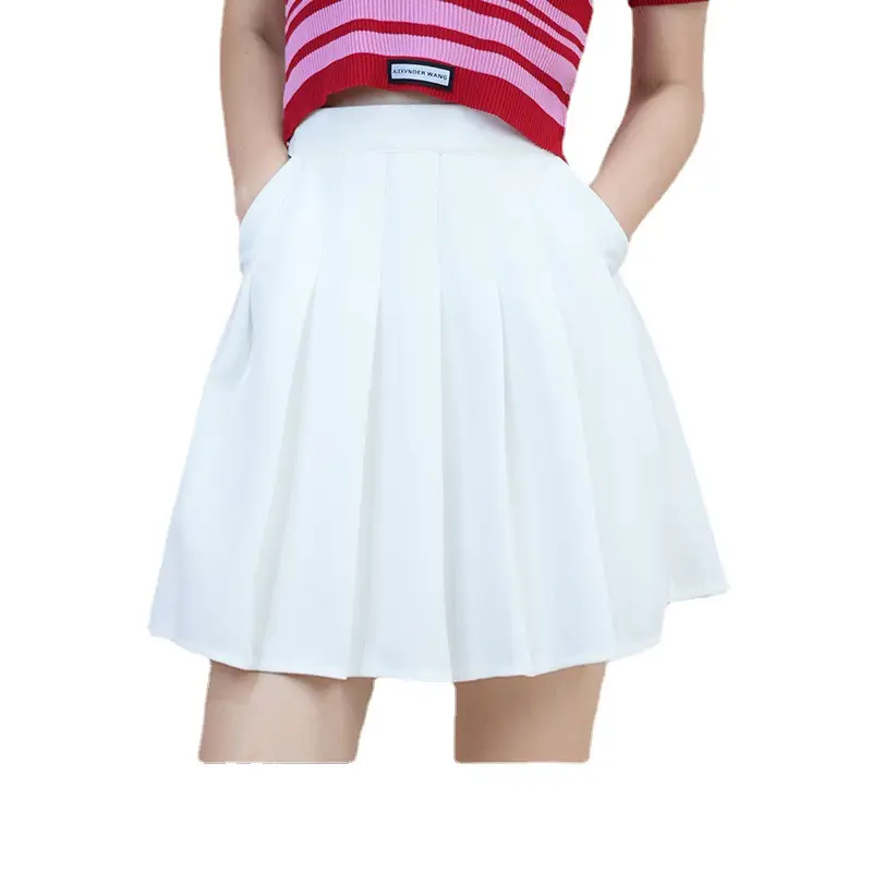 Women's White Pleated Skirt with Pocket Anti-Running - Image 20