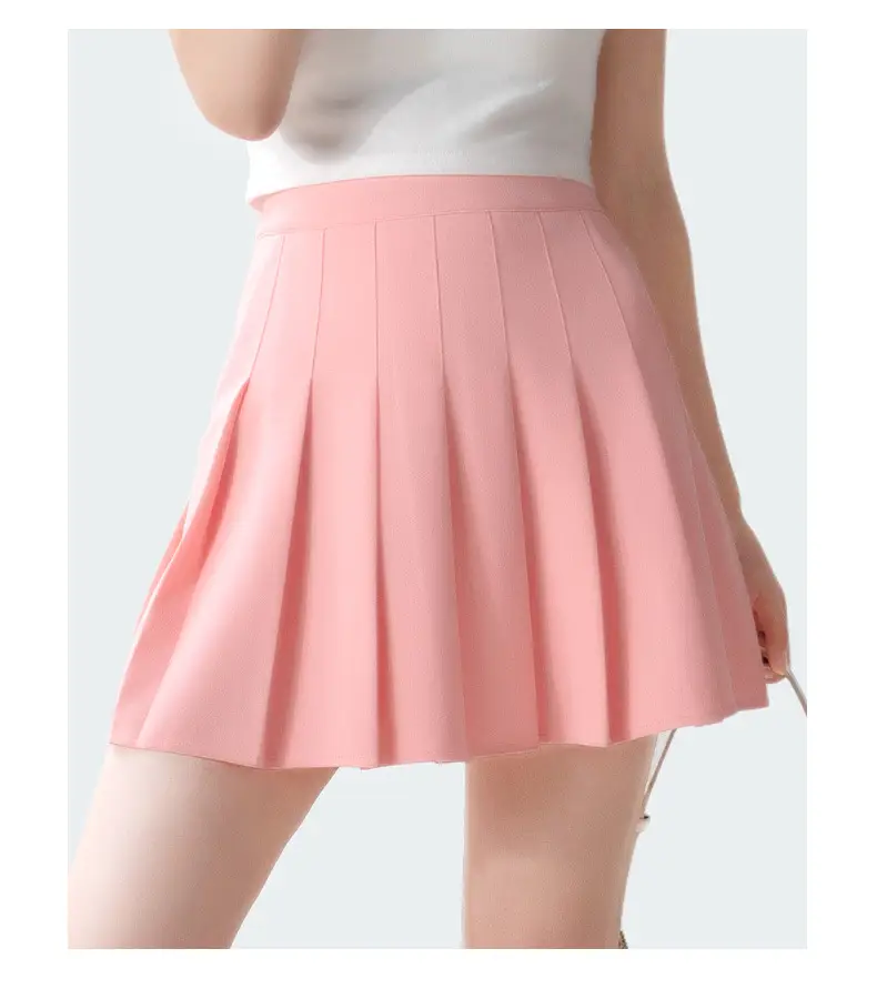 Women's White Pleated Skirt with Pocket Anti-Running — feature 18