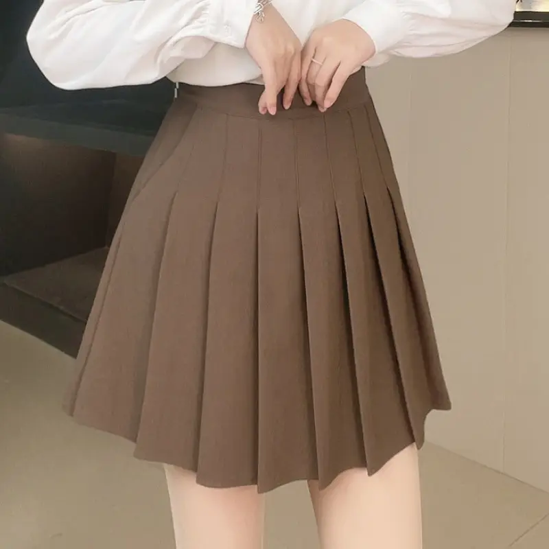 Women's White Pleated Skirt with Pocket Anti-Running - Image 10