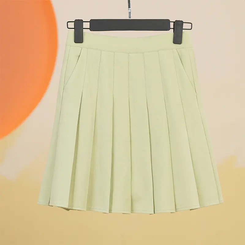 Women's White Pleated Skirt with Pocket Anti-Running - Image 12