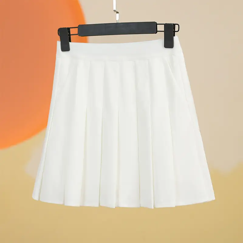 Women's White Pleated Skirt with Pocket Anti-Running - Image 2