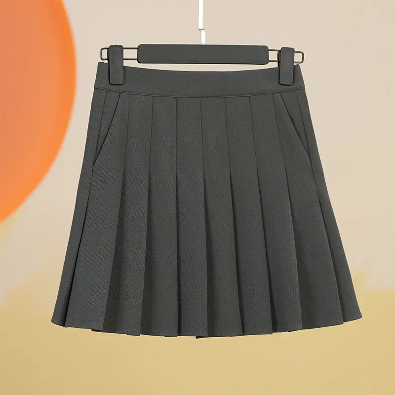 Women's White Pleated Skirt with Pocket Anti-Running - Image 3