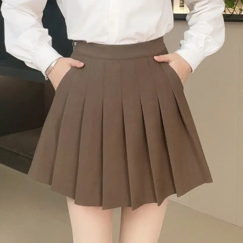Women's White Pleated Skirt with Pocket Anti-Running - Image 4