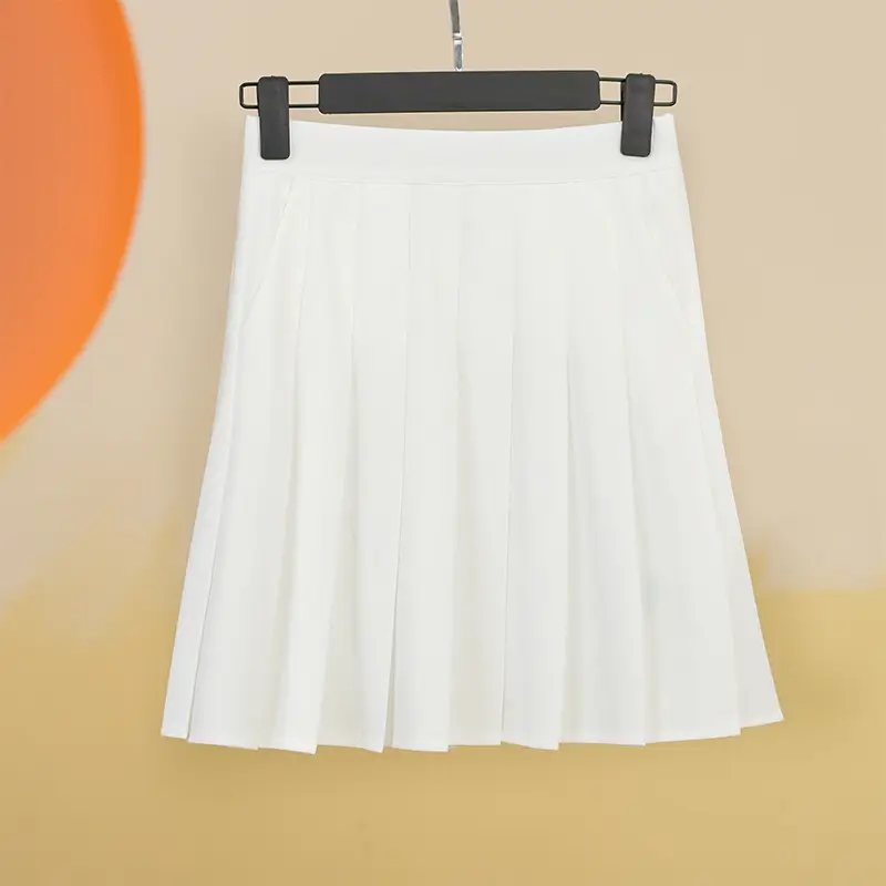 Women's White Pleated Skirt with Pocket Anti-Running - Image 8