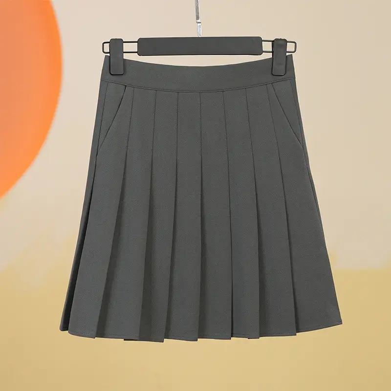 Women's White Pleated Skirt with Pocket Anti-Running - Image 9