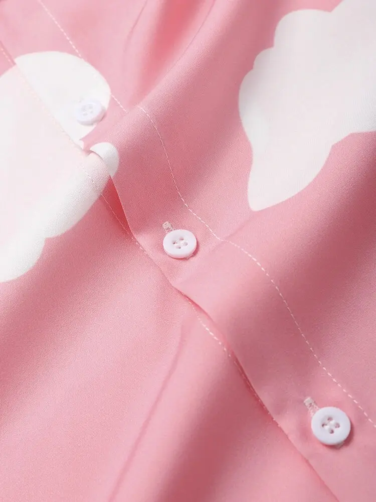 Pink Cloud Print Short Sleeve Men's Shirt — feature 9