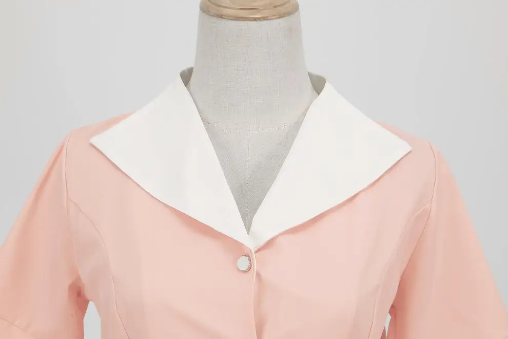 Pink 50s V-Neck Casual Party Dress — feature 15
